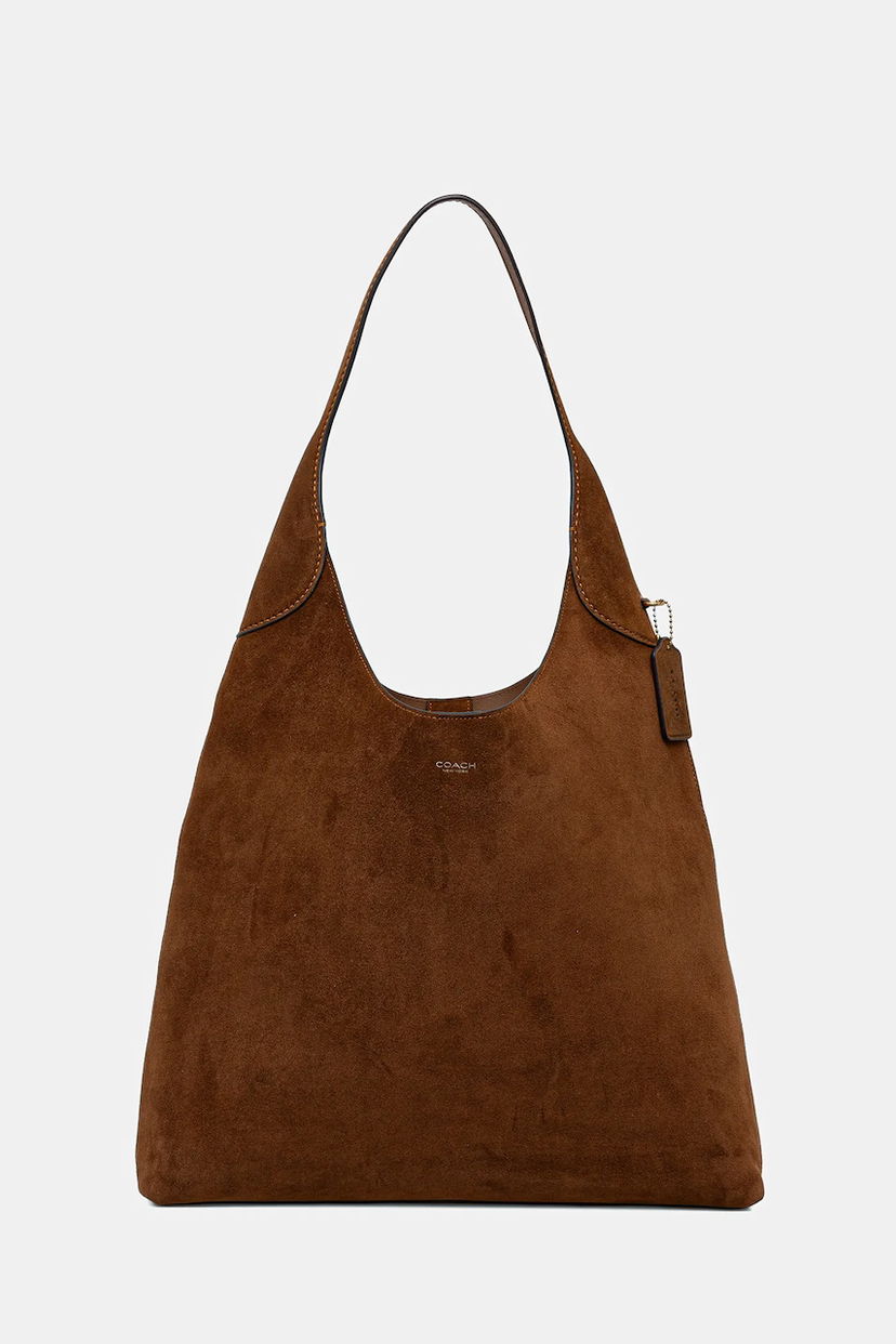 Axelväska Coach Coach Brooklyn Suede Shoulder Bag Brun | CW636