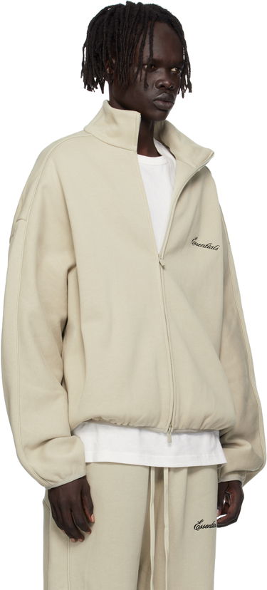 Jacka Fear of God Fear of God ESSENTIALS Modern Fit Fleece Track Jacket Beige | 202SP256896F, 1