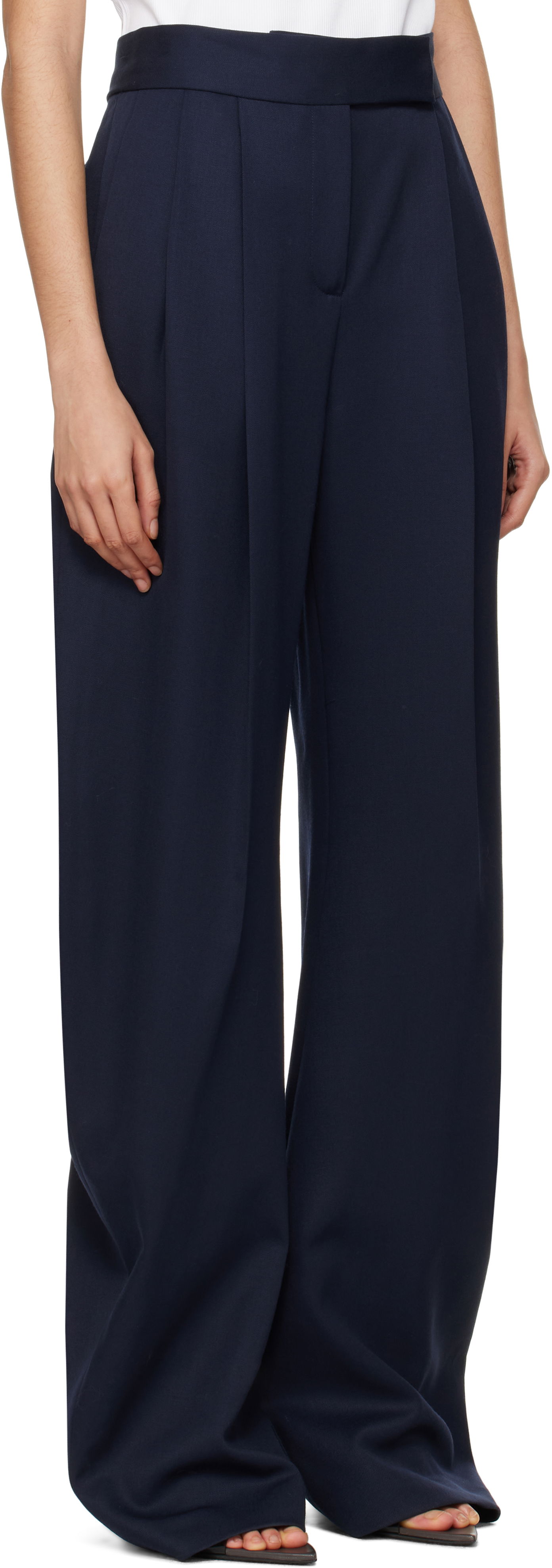 Byxor The Attico Attico Long Pleated Trousers Mörkblå | 250WCP00102 WWW046AA, 1