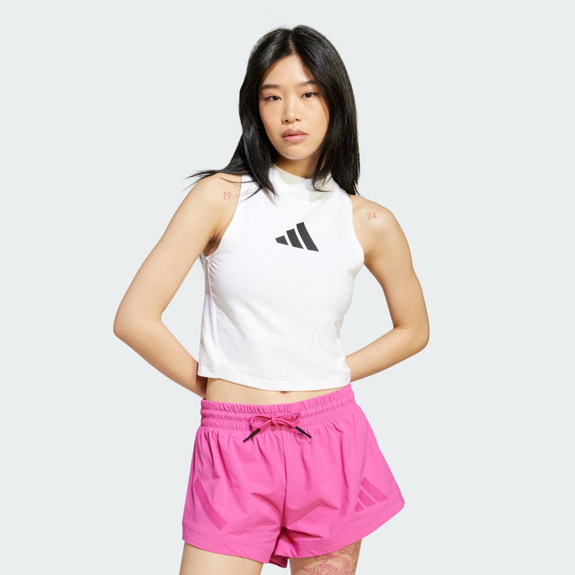 Linne adidas Performance Cropped Mock Neck Training Tank Top Vit | JX4316