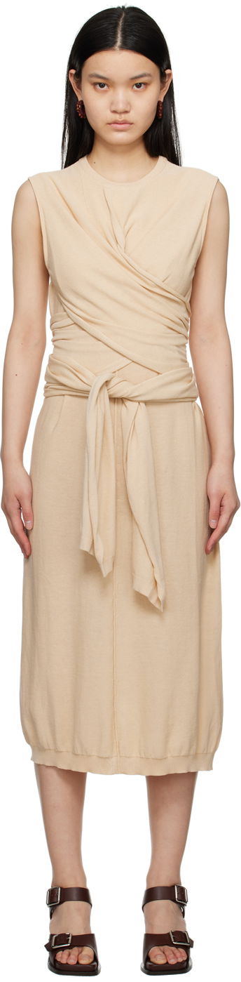 Klä LEMAIRE Midi Dress With Knot Beige | DR1022 LK116