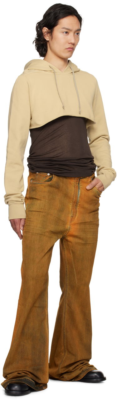 Sweatshirt Rick Owens Rick Owens DRKSHDW Hollywood Cropped Hoodie Beige | DU01E3257 FP, 3