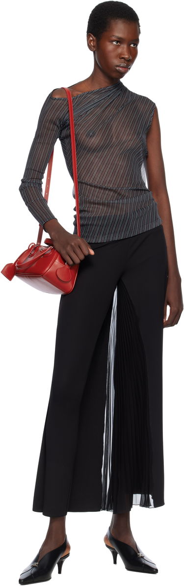 T-shirt Courrèges Courrèges Asymmetric Striped Mesh Top Svart | 125JTO387PR0099, 3