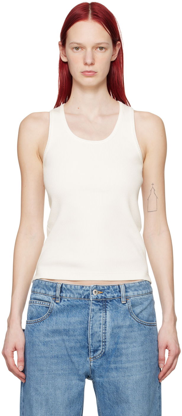 Linne Bottega Veneta Rib Tank Top Vit | 789616 V3Z60