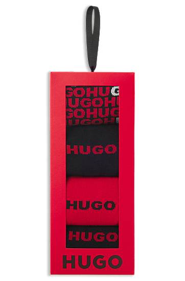 Strumpor BOSS Four-pack regular-length socks with logo designs Röd | 50546673, 1