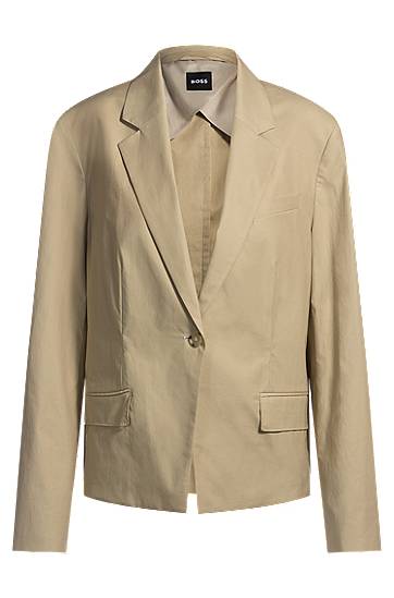 Jacka BOSS BOSS Airy Stretch Cotton Single-Button Blazer Beige | 50537453, 0
