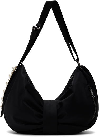Axelväska Simone Rocha Simone Rocha Pearl-Embellished Sling Bow Bag Svart | BAG199B 0761, 0