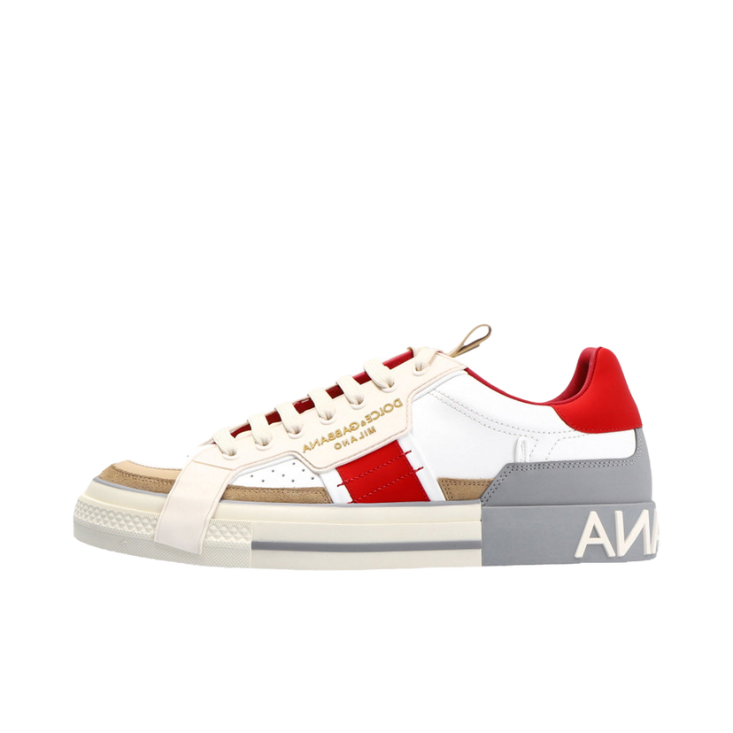 Sneakers och skor Dolce & Gabbana Custom 2.Zero Low Beige White Grey Red Vit | CS1863 AO754 8K703