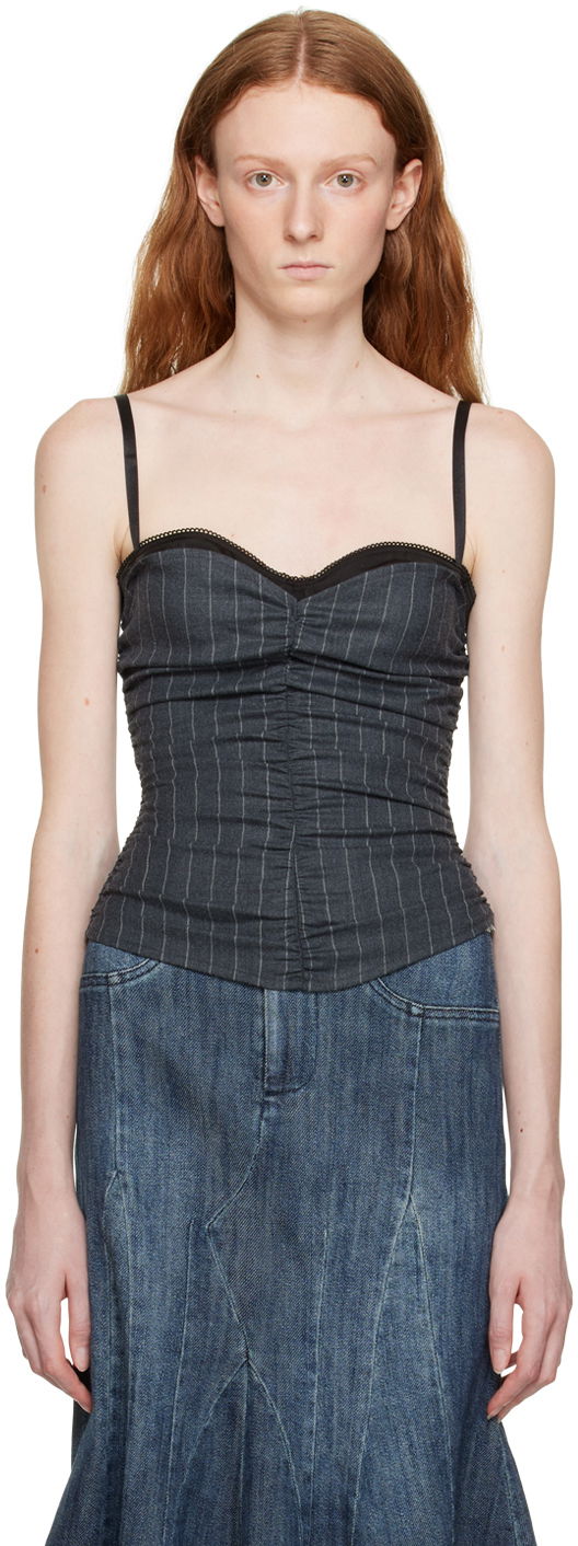 Linne Miaou Miaou Renzo Pinstriped Tank Top Grå | 7064PSWBRI