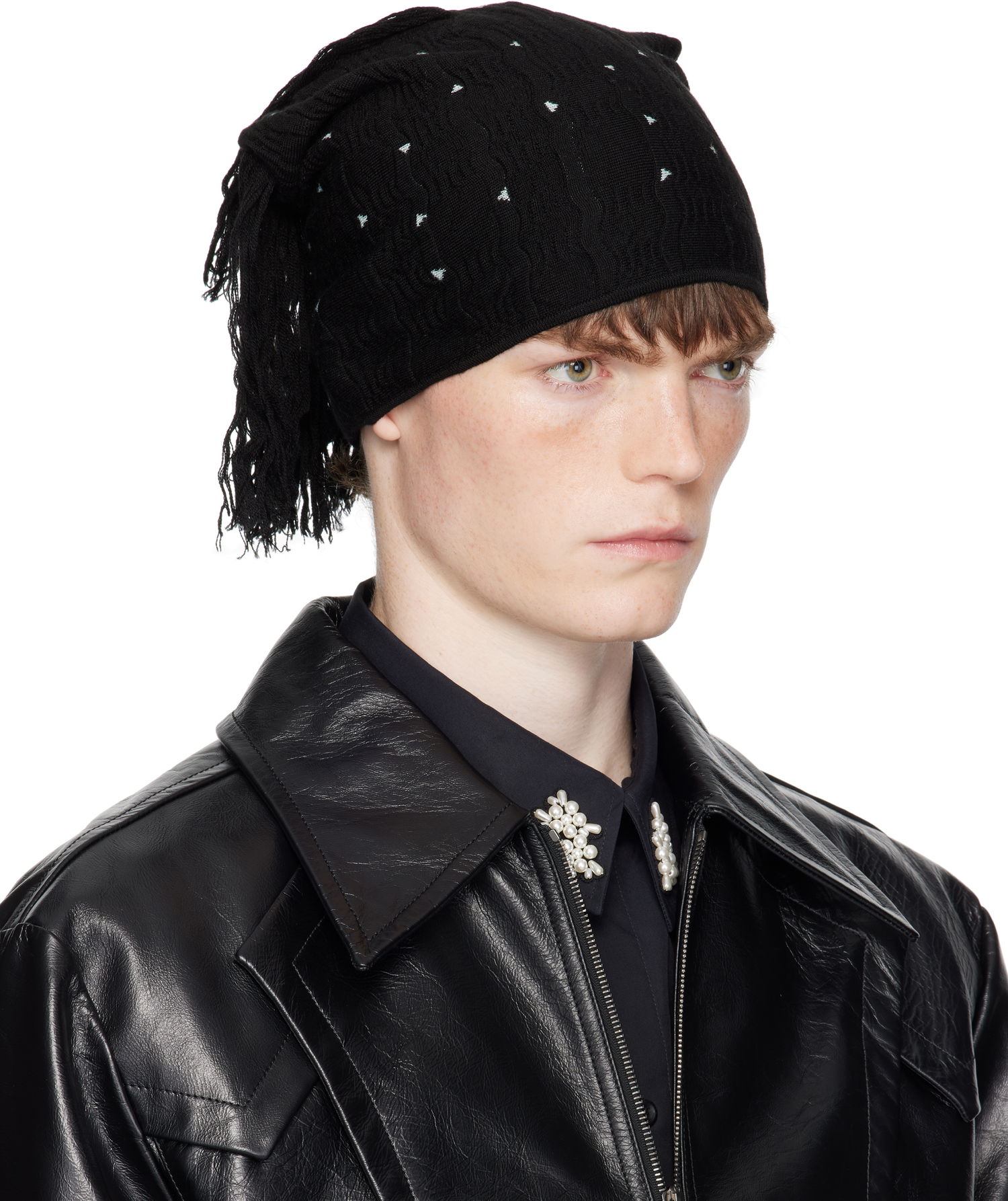 Mössa KIKO KOSTADINOV Kiko Kostadinov Tarr Knit Beanie with Fringe Svart | KKAW25KN11-116, 1