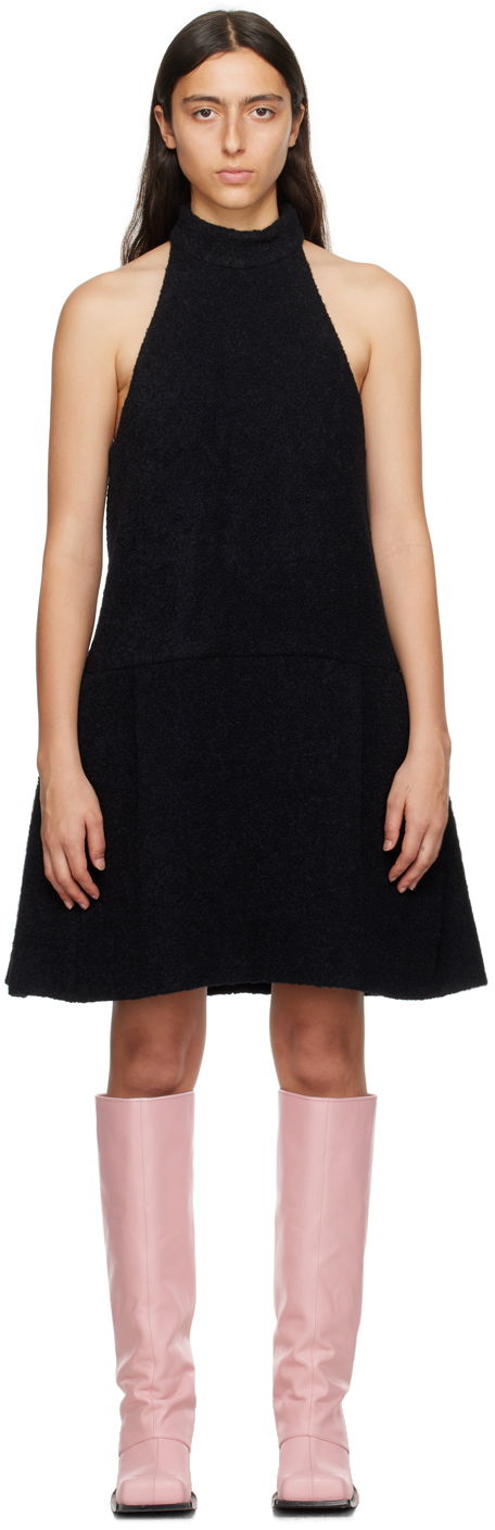 Klä We11done We11done Pleated Halter Neck Minidress Svart | WD-OP3-23-106-W-BK