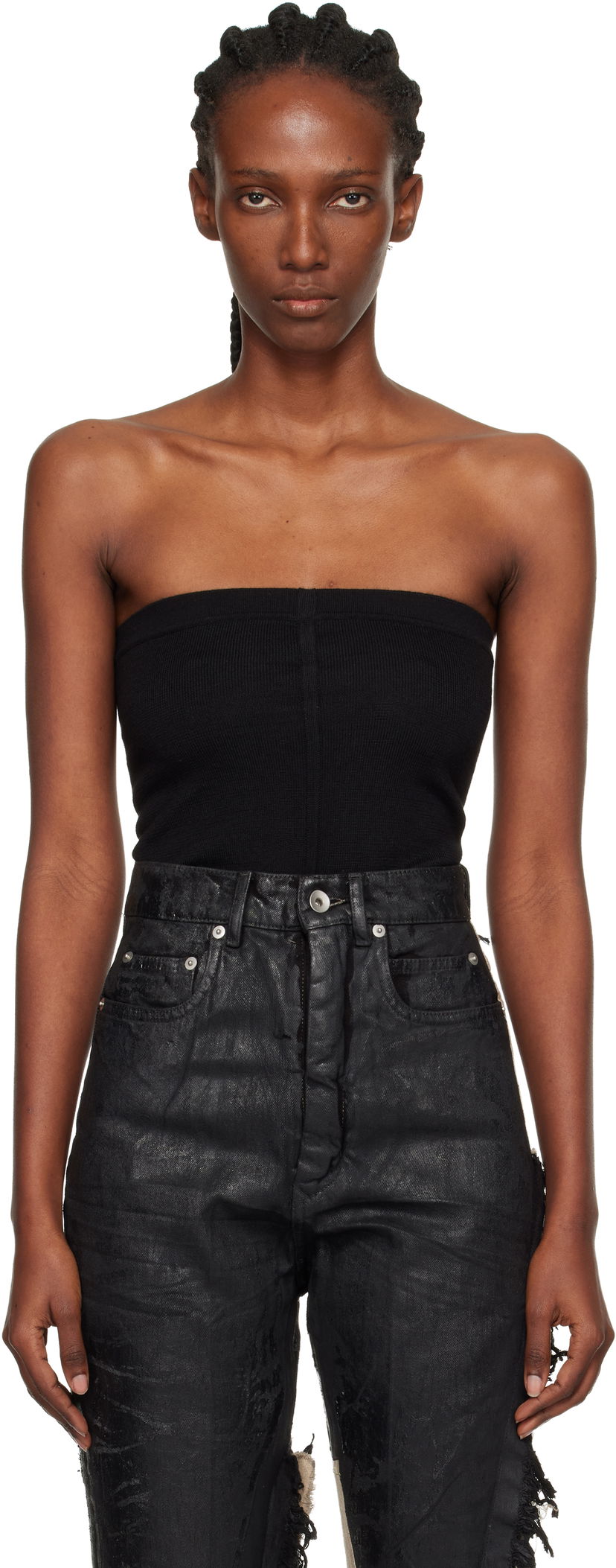Linne Rick Owens Rick Owens Concordians Runway Ribbed Tube Top Svart | RO02E4674 WS