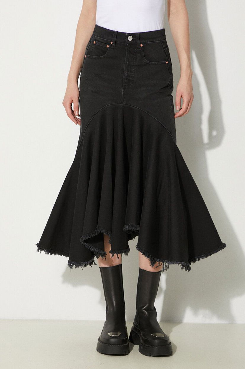 Kjol VETEMENTS VETEMENTS Denim Midi A-Line Skirt Svart | WE64SK700B