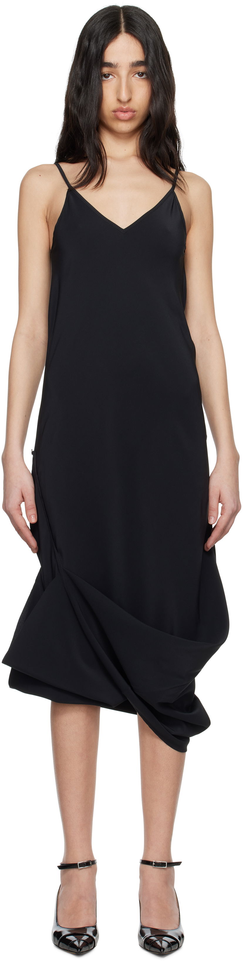Klä Maison Margiela MM6 Maison Margiela Silk Maxi Slip Dress Svart | S62DG0047 M35441