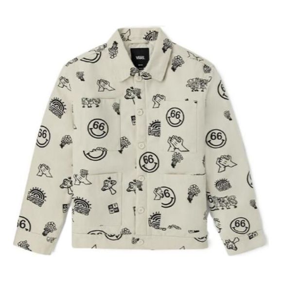 Jacka Vans Vans Smile Print Chore Jacket Vit | VN0A5H8K7DS