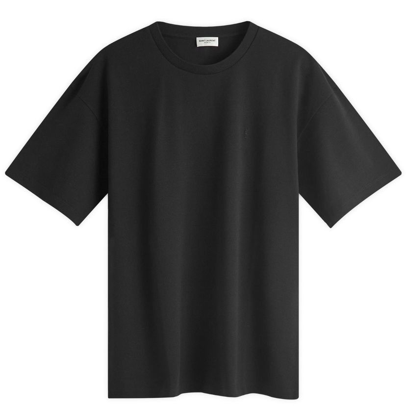 T-shirt Saint Laurent Pique Logo T-Shirt Svart | 781566-Y37HC-1000