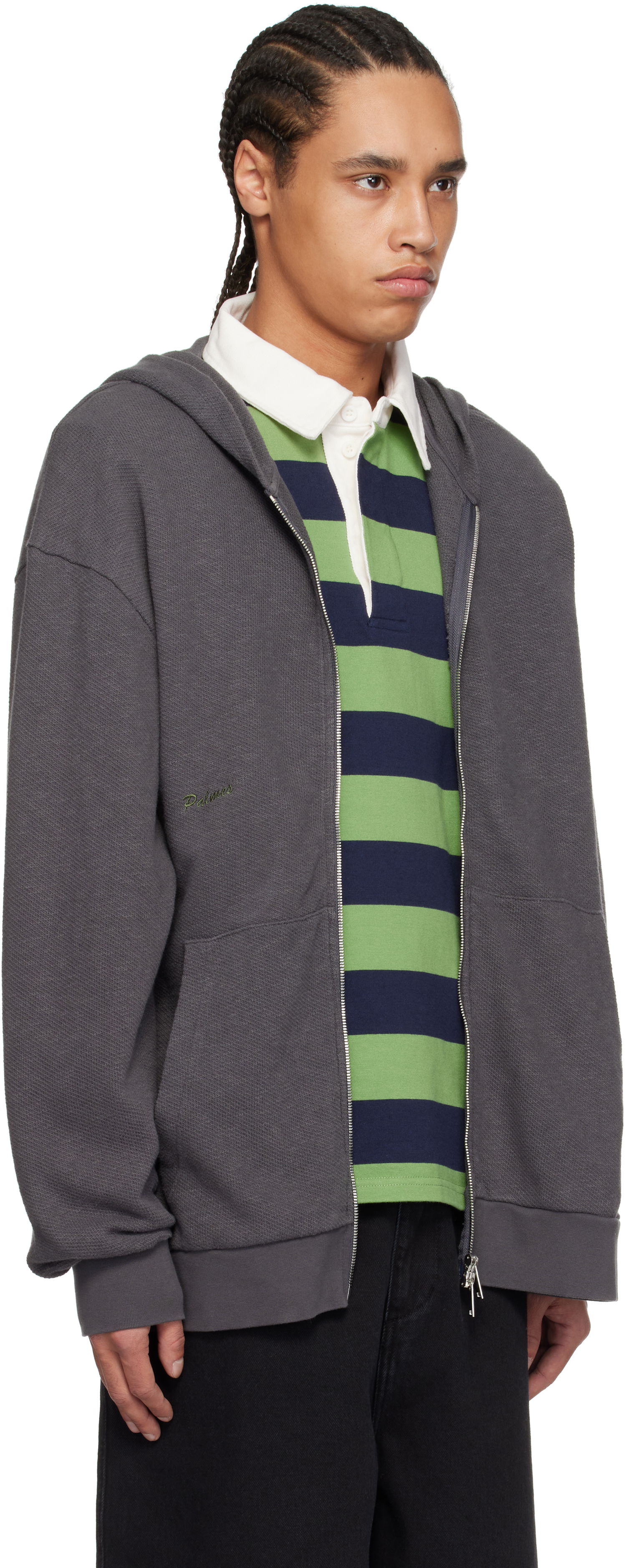 Sweatshirt Palmes Palmes Waffle Zip Hoodie Grå | P20-0033-888, 1