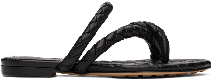 Sneakers och skor Bottega Veneta Leaf Flat Sandals Svart | 786913 V3Y50