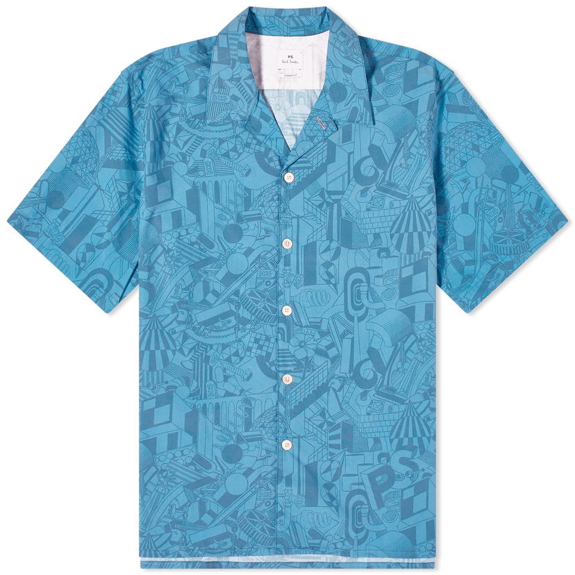 Skjorta Paul Smith Paul Smith Men's Jack's World Vacation Shirt Blå | M2R-695U-M21966-46