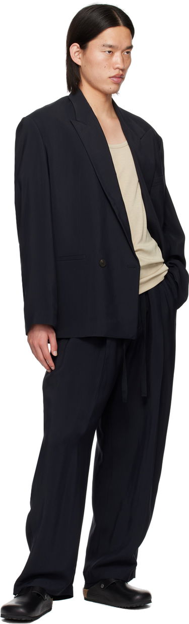 Byxor Studio Nicholson Studio Nicholson Noam Pleated Trousers Mörkblå | NOAM SNM - 1186, 3