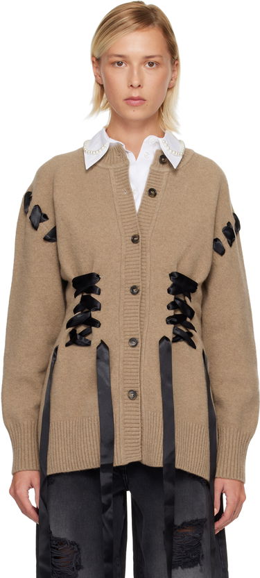 Sweater Simone Rocha Simone Rocha Sculpted Ribbon Corset Cardigan Beige | LMK8 0660, 0
