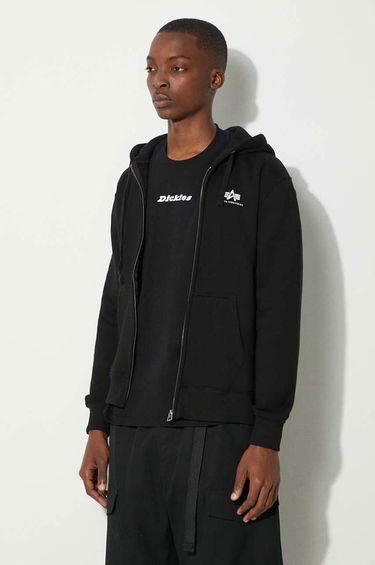 Sweatshirt Alpha Industries Basic Zip Hoody with Logo Print Svart | 118342.03, 0