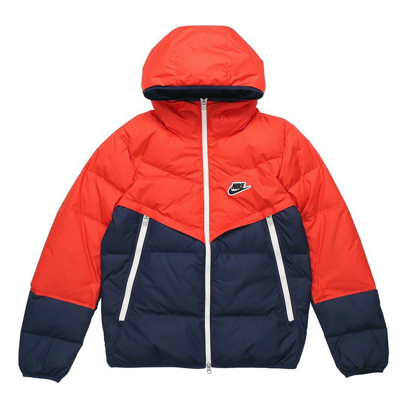 Pufferjacka Nike Sportswear Down-Fill Windrunner Hooded Colorblock Short Down Jacket Orange | CU4405-673