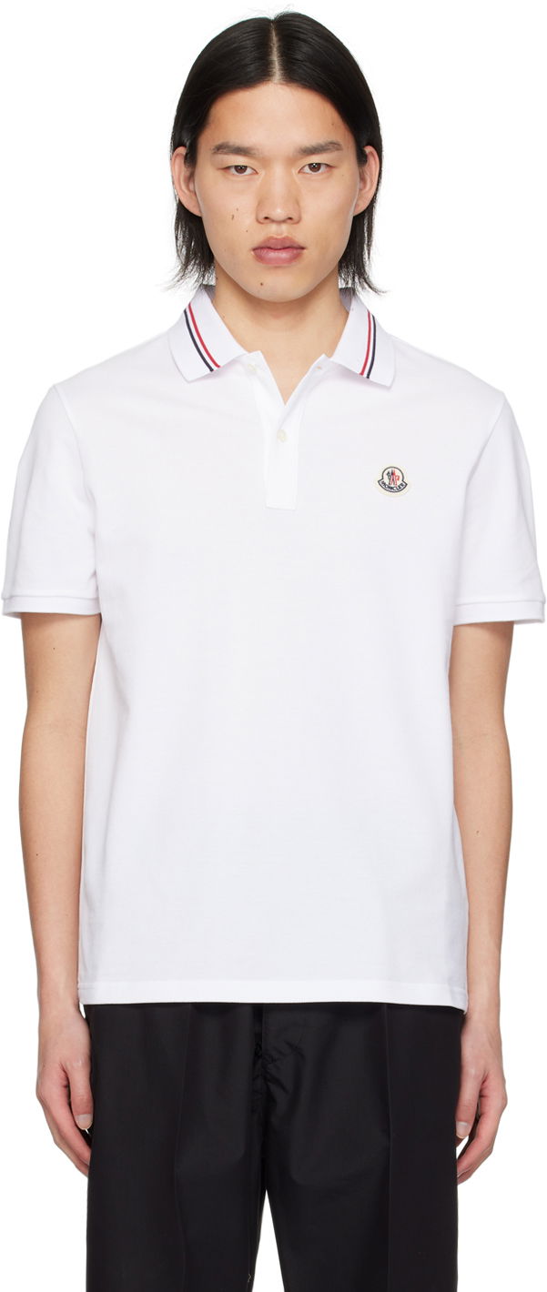 Polotröja Moncler White Patch Polo Vit | J10918A0002189A16