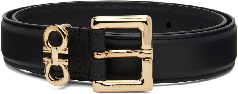 Bälten FERRAGAMO Salvatore Ferragamo Double Gancini Fixed Belt Svart | 780415