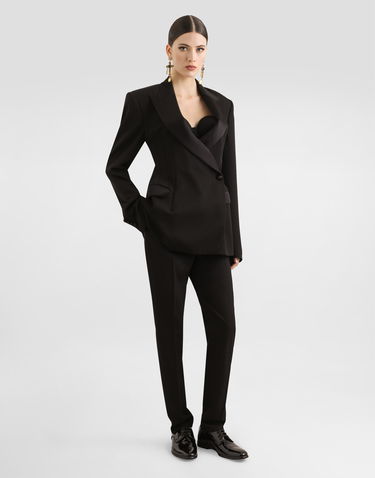 Jacka Dolce & Gabbana Dolce & Gabbana Double-breasted Wool Gabardine Tuxedo Jacket Svart | F297FTFU21EN0000, 1
