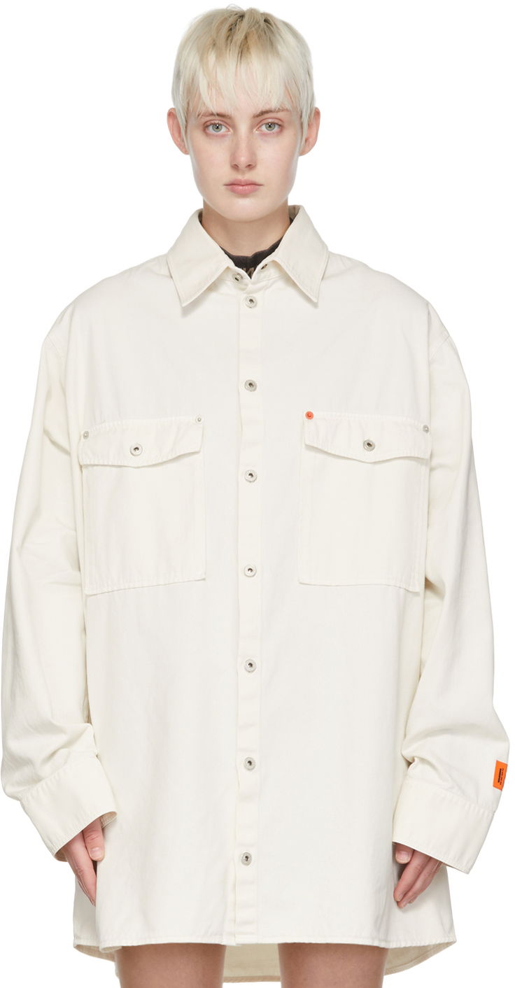 Skjorta HERON PRESTON Heron Preston Cotton Oversized Shirt Vit | HMGA031S22FAB0010300