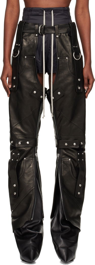 Byxor Rick Owens Concordians Leo Prothmann Edition Chaps Leather Trousers Svart | RO02E4436 LNV, 0