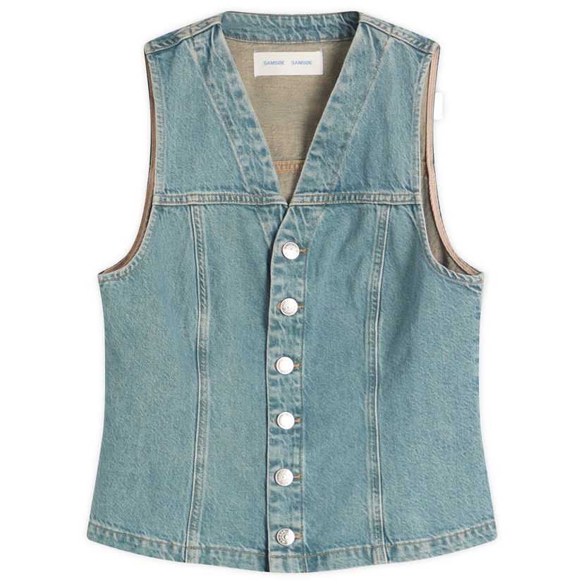 Väst Samsoe Samsoe Sabeth Denim Vest, Size Medium Blå | F25200020-CLR002159