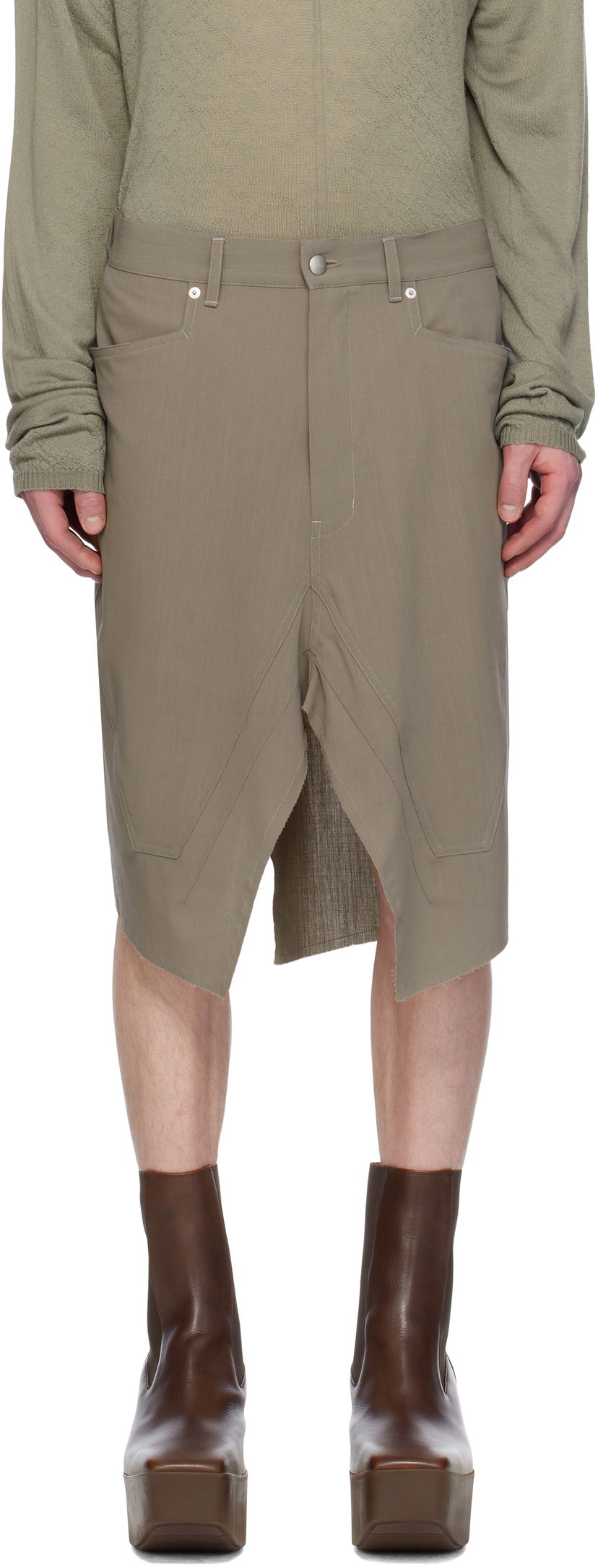 Kjol Rick Owens Rick Owens Hollywood Slivered Skirt Grön | RU01E5345 WLP