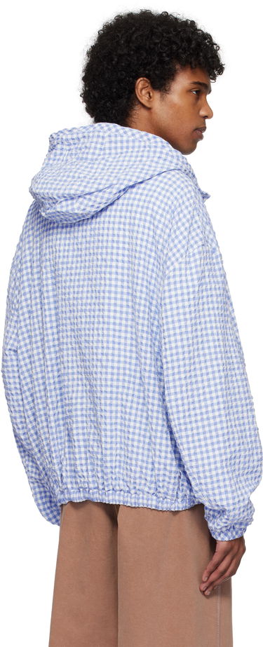 Vindjacka Marni Marni Gingham Seersucker Hooded Jacket Blå | JUMU0179SU UTN929, 2