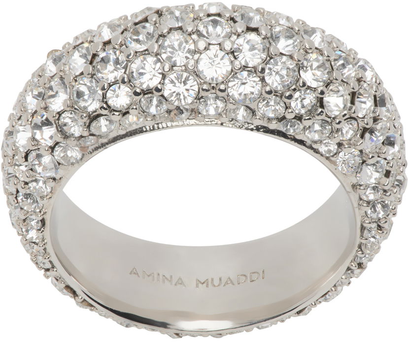 Ringa Amina Muaddi Amina Muaddi Cameron Crystal Ring Metallisk | CAMERON RING