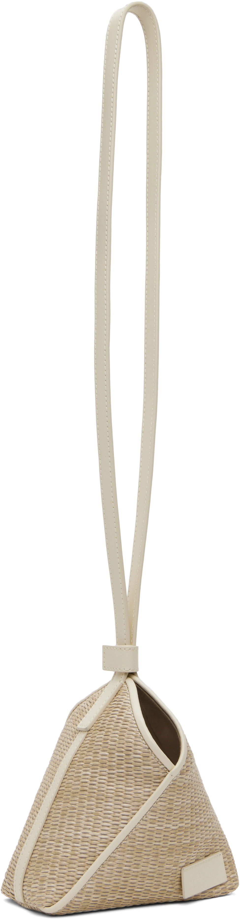 Handväska Maison Margiela MM6 Maison Margiela Small Raffia Triangle Shoulder Bag Beige | SB5ZI0013 P7256, 1