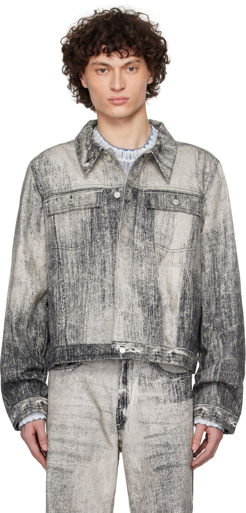 Jacka Camper CAMPERLAB Paint Print Denim Jacket Grå | AU00021-001