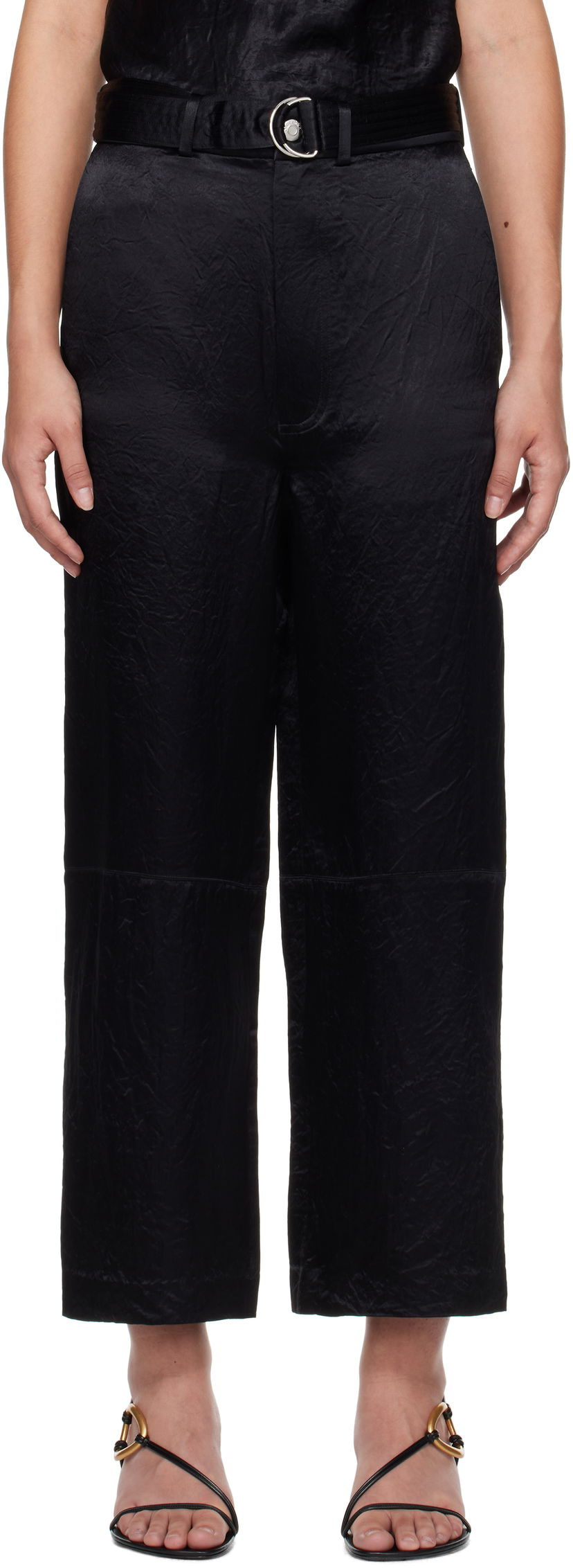 Byxor Nanushka Husna Black Wide Leg Trousers Svart | NW24FWPA35100