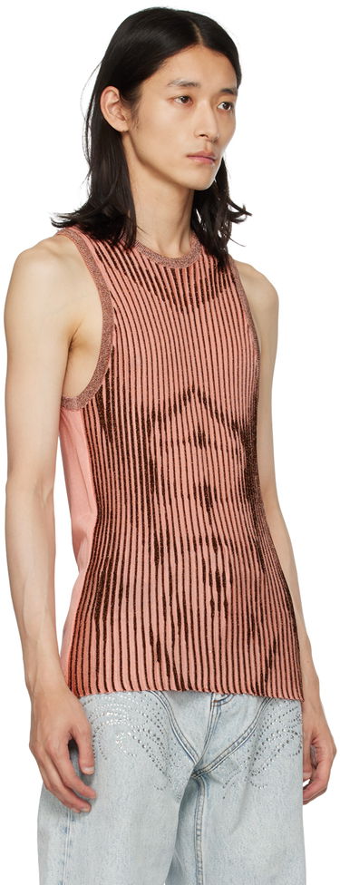 Linne Jean Paul Gaultier Jean Paul Gaultier Metallic Ribbed Tank Top Rosa | 23/12-H-TO059-M045-2160, 1