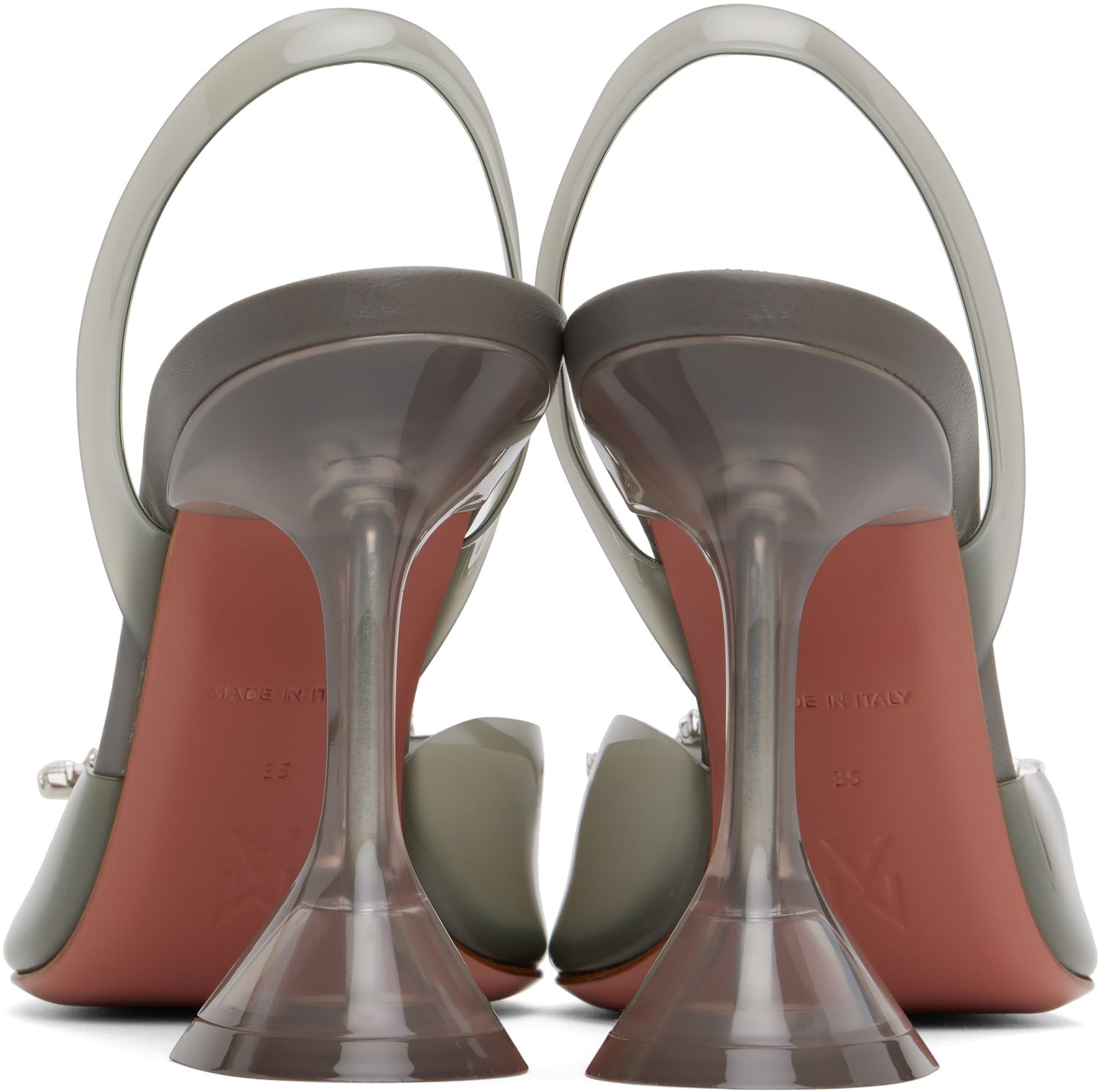 Sneakers och skor Amina Muaddi Slingback Heels With Crystal Embellishment Grön | BEGUM GLASS SLING PVC, 1