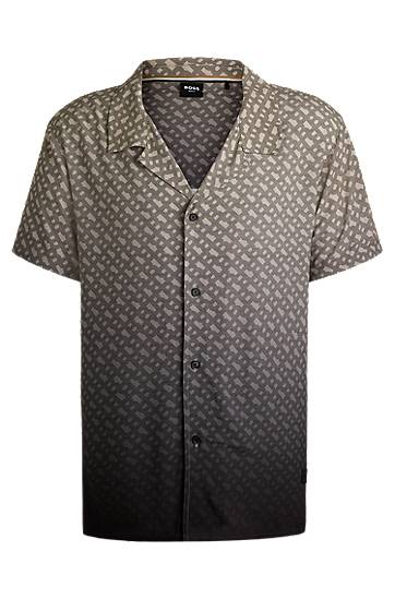 Skjorta BOSS Regular-Fit Monogram Print Degradé Shirt Grå | 50534342, 0