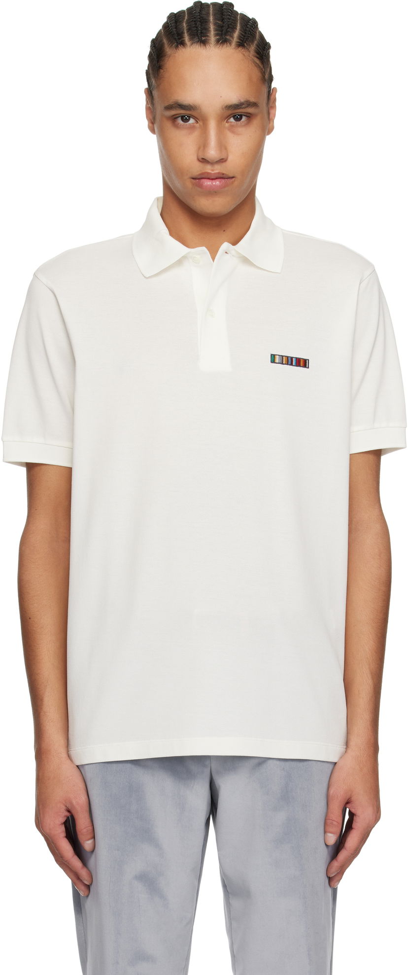 Polotröja Paul Smith Paul Smith Signature Stripe Logo Cotton Polo Vit | M1R-698P-NP4724-01