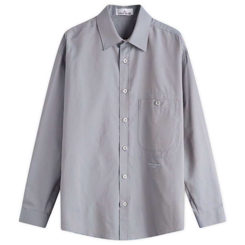 Skjorta Stone Island Marina Oxford Overshirt, Size Large Grå | K2S151100003-V0040