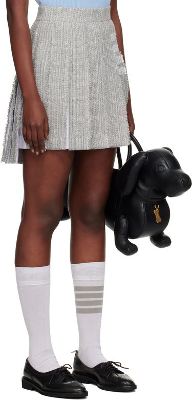 Kjol Thom Browne Thom Browne Classic Pleated 4-Bar Miniskirt Grå | FGC724T-F0512, 1