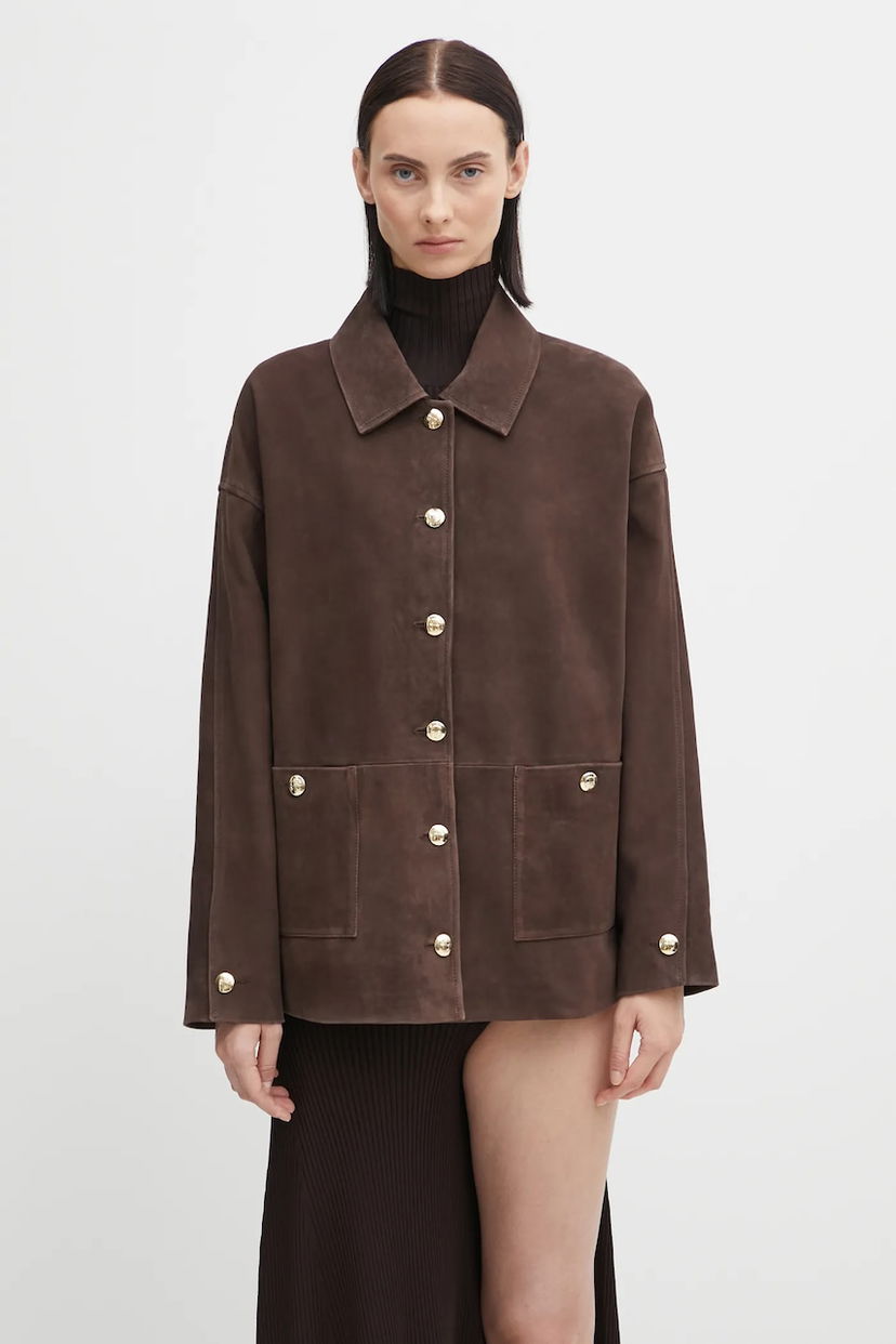 Jacka Anine Bing Anine Bing Luca Oversize Suede Transitional Jacket Brun | A.01.11854