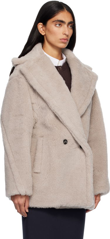 Rockar Max Mara Olga Plush Double-Breasted Coat Beige | 2521086032600, 1