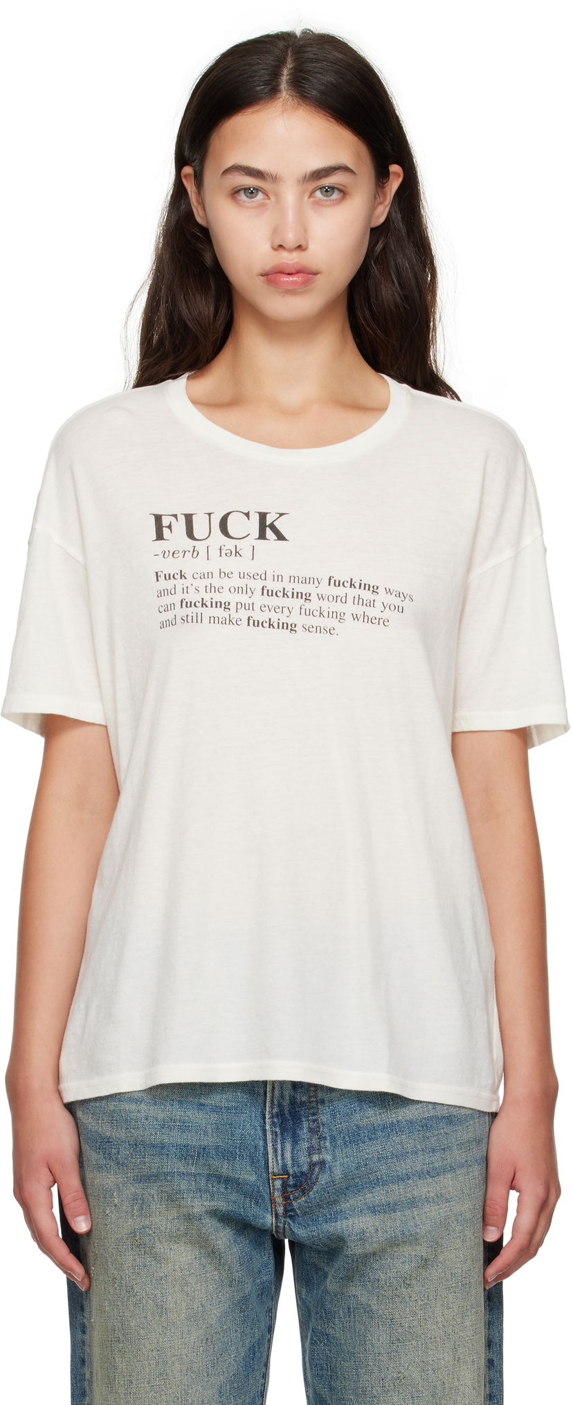T-shirt R13 R13 Relaxed T-Shirt "Fuck" Vit | R13WK141-K115B