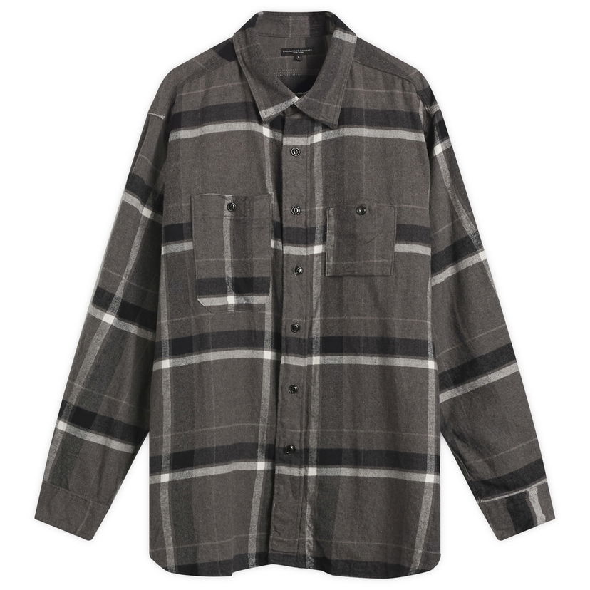 Skjorta Engineered Garments Engineered Garments Brushed Big Plaid Work Shirt, Size Small Grå | 25F1A007-ES071