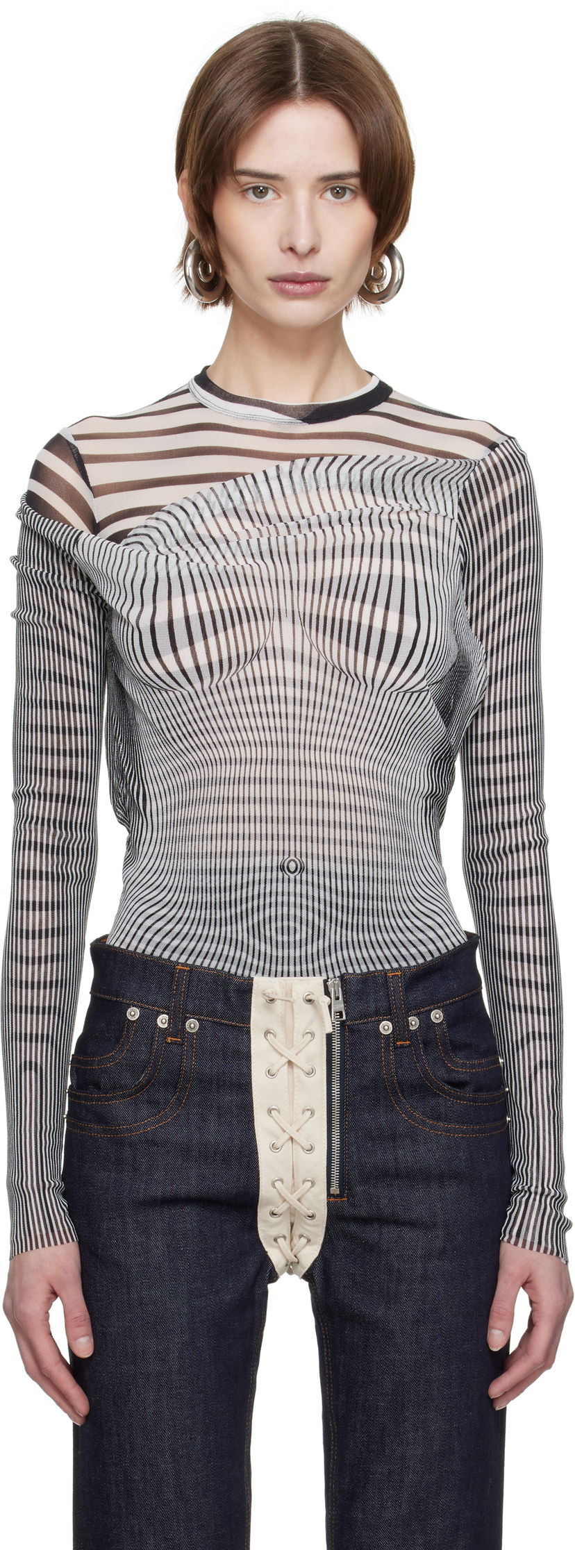 Sweater Jean Paul Gaultier Jean Paul Gaultier Draped Body Morphing Bodysuit Flerfärgad | 25/33-F-BD061-T578-0100